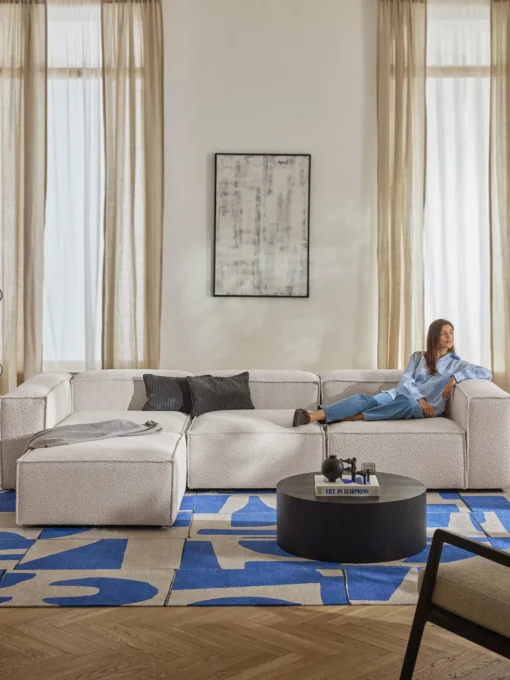 Westwing Collection Sofá rinconera modular en tejido bouclé con reposapiés izquierdo/derecho Lennon (4 plazas)^ Sofás 4 Plazas|Sofás