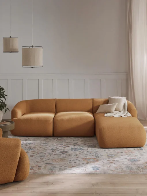 Westwing Collection Sofá rinconera modular en tejido bouclé Sofia (3 plazas)