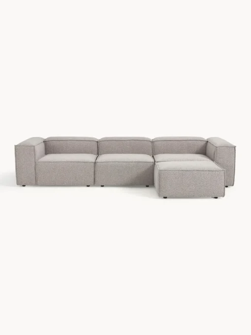 Westwing Collection Sofá rinconera modular en tejido bouclé con reposapiés izquierdo/derecho Lennon (4 plazas)
