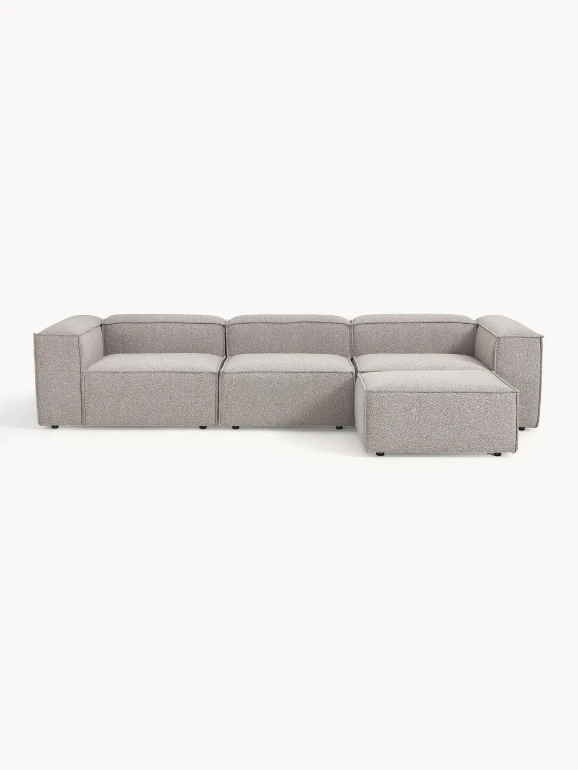 Westwing Collection Sofá rinconera modular en tejido bouclé con reposapiés izquierdo/derecho Lennon (4 plazas)
