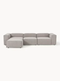 Westwing Collection Sofá rinconera modular en tejido bouclé con reposapiés izquierdo/derecho Lennon (4 plazas)