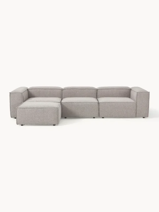 Westwing Collection Sofá rinconera modular en tejido bouclé con reposapiés izquierdo/derecho Lennon (4 plazas)