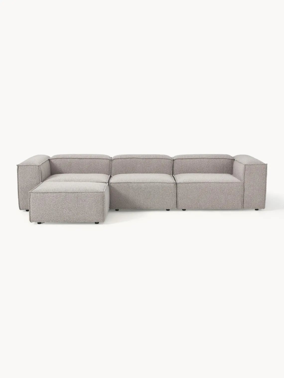 Westwing Collection Sofá rinconera modular en tejido bouclé con reposapiés izquierdo/derecho Lennon (4 plazas)