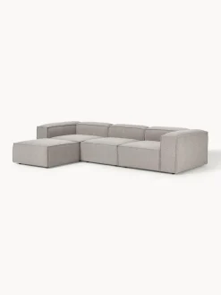 Westwing Collection Sofá rinconera modular en tejido bouclé con reposapiés izquierdo/derecho Lennon (4 plazas)
