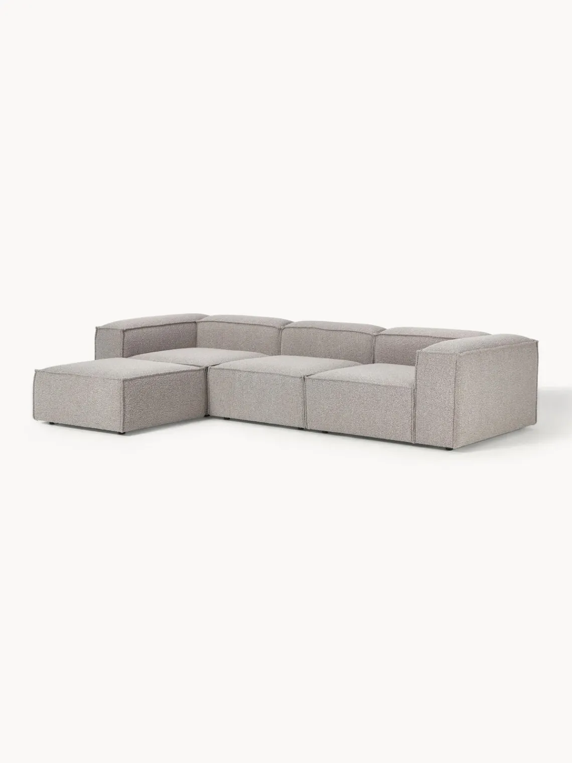 Westwing Collection Sofá rinconera modular en tejido bouclé con reposapiés izquierdo/derecho Lennon (4 plazas)