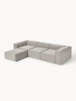 Westwing Collection Sofá rinconera modular en tejido bouclé con reposapiés izquierdo/derecho Lennon (4 plazas)