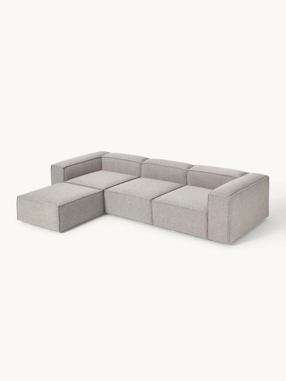 Westwing Collection Sofá rinconera modular en tejido bouclé con reposapiés izquierdo/derecho Lennon (4 plazas)