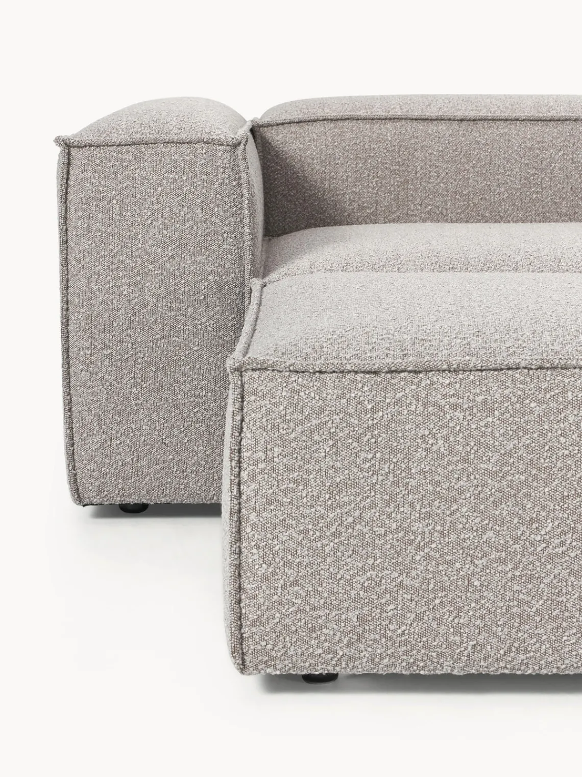 Westwing Collection Sofá rinconera modular en tejido bouclé con reposapiés izquierdo/derecho Lennon (4 plazas)