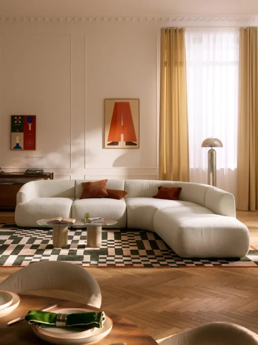 Westwing Collection Sofá rinconera modular en tejido bouclé Sofia (4 plazas)