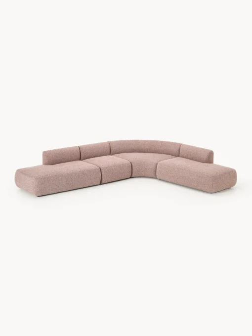 Westwing Collection Sofá rinconera modular en tejido bouclé Sofia (4 plazas)
