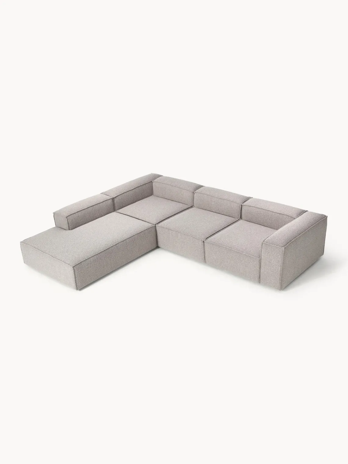 Westwing Collection Sofá rinconera modular grande en tejido bouclé Lennon^ Sofás