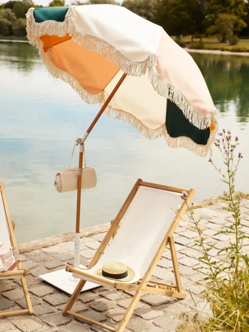 Business & Pleasure Sombrilla con flecos plegable Retro, Ø 180 cm^ Sombrillas|Sombrillas