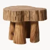 HKLIVING Taburete artesanal de madera de teca Log^ Pufs Y Otomanos|Pufs Y Otomanos
