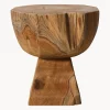 HKLIVING Taburete artesanal de madera de teca Arched^ Pufs Y Otomanos|Pufs Y Otomanos