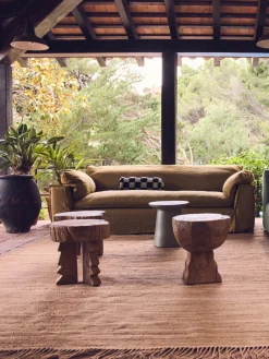 HKLIVING Taburete artesanal de madera de teca Arched^ Pufs Y Otomanos|Pufs Y Otomanos