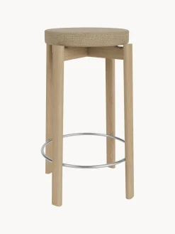 Audo Copenhagen Taburete de madera de roble en tejido bouclé Passage