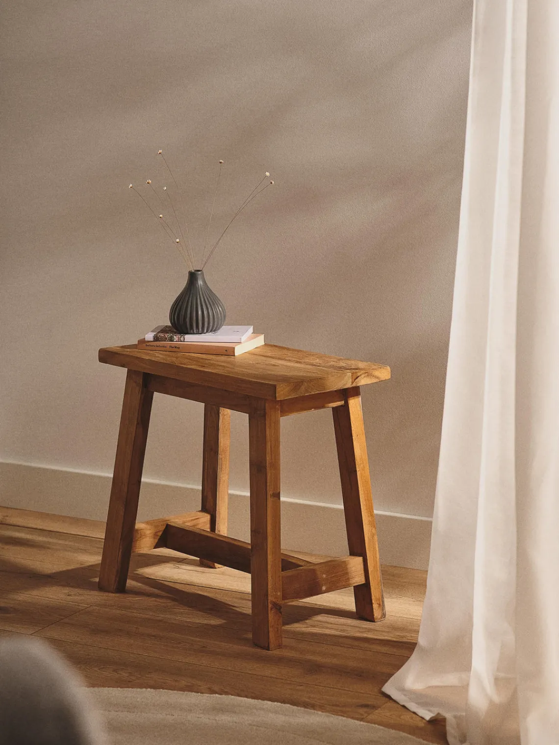 Westwing Collection Taburete de madera de teca Lawas