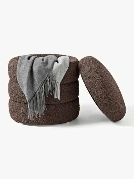 Westwing Collection Taburete tapizado en tejido bouclé con espacio de almacenamiento Alto^ Pufs Y Otomanos