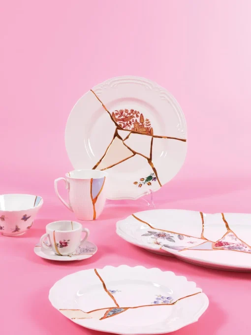 SELETTI Taza de café con platito Kintsugi