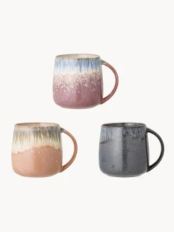 Bloomingville Tazas artesanales con esmalte reactivo Cloe, 3 uds.