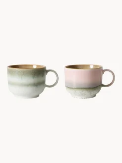 HKLIVING Tazas artesanales con esmalte reactivo 70's, 2 uds.