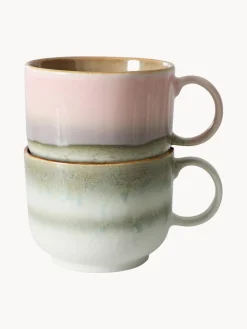 HKLIVING Tazas artesanales con esmalte reactivo 70's, 2 uds.