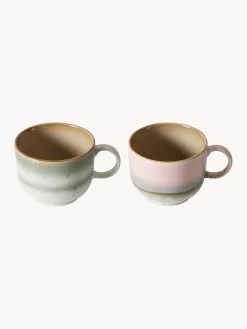 HKLIVING Tazas artesanales con esmalte reactivo 70's, 2 uds.
