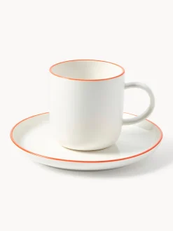 Westwing Collection Tazas con platitos de porcelana Facile, 2 uds.^ Tazas Y Mugs|Vajillas Completas