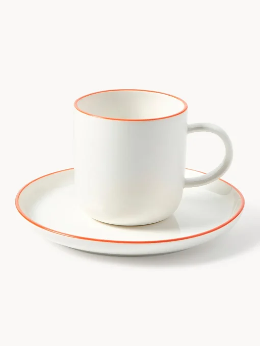 Westwing Collection Tazas con platitos de porcelana Facile, 2 uds.^ Tazas Y Mugs|Vajillas Completas