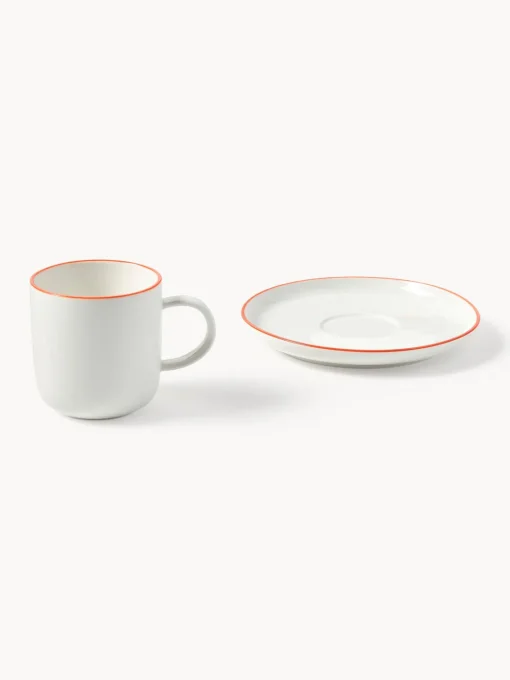 Westwing Collection Tazas con platitos de porcelana Facile, 2 uds.^ Tazas Y Mugs|Vajillas Completas