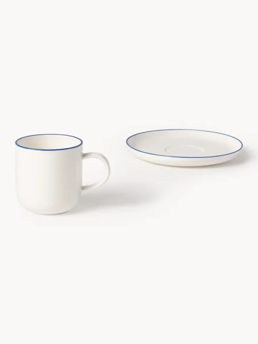 Westwing Collection Tazas con platitos de porcelana Facile, 2 uds.^ Tazas Y Mugs|Vajillas Completas
