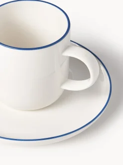 Westwing Collection Tazas con platitos de porcelana Facile, 2 uds.^ Tazas Y Mugs|Vajillas Completas
