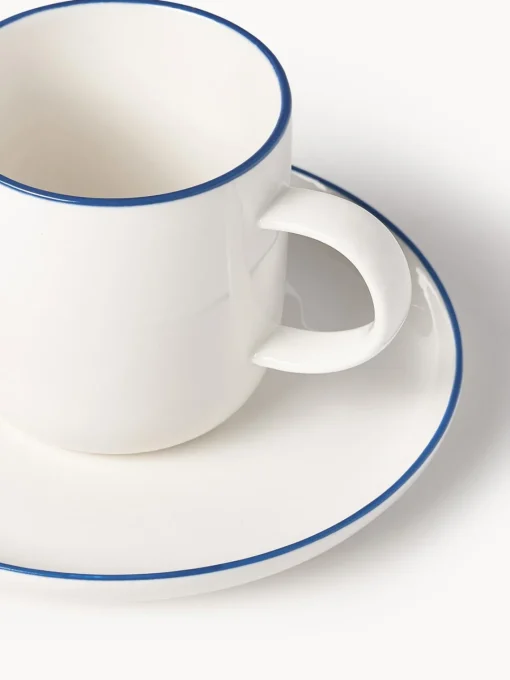 Westwing Collection Tazas con platitos de porcelana Facile, 2 uds.^ Tazas Y Mugs|Vajillas Completas
