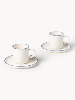 Westwing Collection Tazas con platitos de porcelana Facile, 2 uds.^ Tazas Y Mugs|Vajillas Completas