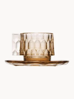 Kartell Tazas de café con platitos con relieves Jellies, 4 uds.