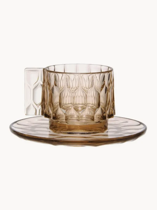 Kartell Tazas de café con platitos con relieves Jellies, 4 uds.