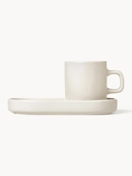 blomus Tazas de café espresso con platitos Pilar, 4 pzas.