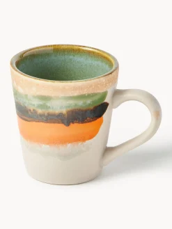 HKLIVING Tazas espresso artesanales con esmalte reactivo 70's, 4 uds.