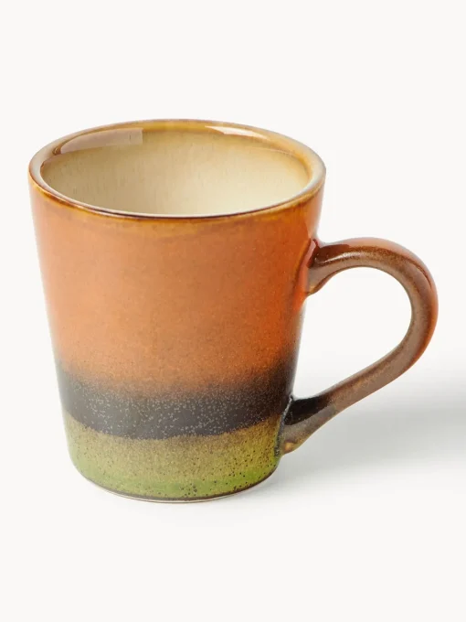 HKLIVING Tazas espresso artesanales con esmalte reactivo 70's, 4 uds.