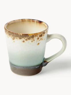HKLIVING Tazas espresso artesanales con esmalte reactivo 70's, 4 uds.