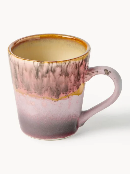 HKLIVING Tazas espresso artesanales con esmalte reactivo 70's, 4 uds.
