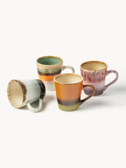 HKLIVING Tazas espresso artesanales con esmalte reactivo 70's, 4 uds.