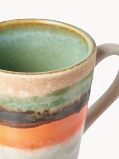 HKLIVING Tazas espresso artesanales con esmalte reactivo 70's, 4 uds.