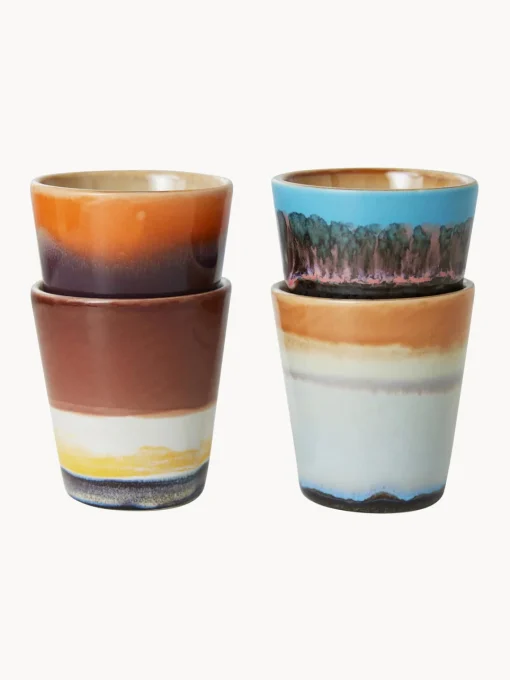 HKLIVING Tazas espresso artesanales con esmalte reactivo 70s, 4 uds.^ Tazas De Espresso|Vajillas Completas