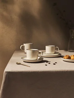 Westwing Collection Tazas espresso con platitos de porcelana Facile, 2 uds.