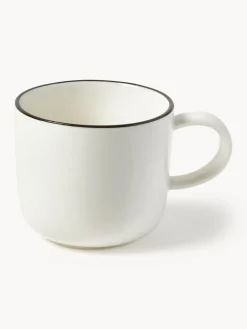 Westwing Collection Tazas espresso con platitos de porcelana Facile, 2 uds.