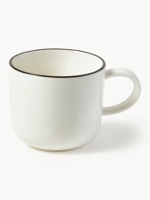 Westwing Collection Tazas espresso con platitos de porcelana Facile, 2 uds.