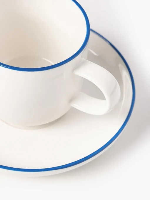 Westwing Collection Tazas espresso con platitos de porcelana Facile, 2 uds.^ Tazas De Espresso|Vajillas Completas