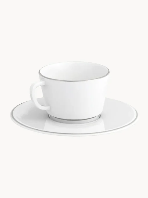 Meissen Tazas pequeñas con platitos de porcelana con borde platino pintado a mano Vitruv, 2 uds.^ Tazas Y Mugs|Vajillas Completas