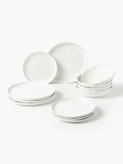 Westwing Collection Vajilla de porcelana con relieves Sali, 4 comensales (12 pzas.)^ Vajillas Completas|Menaje De Mesa